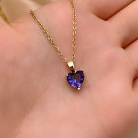 Wholesale Elegant Simple Style Heart Shape 304 Stainless Steel Copper Plating Inlay Gold Plated Zircon Pendant Necklace main image 9