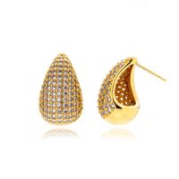 1 Pair Vintage Style French Style Simple Style Water Droplets Inlay Copper Zircon Ear Studs main image 3