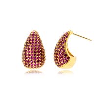 1 Pair Vintage Style French Style Simple Style Water Droplets Inlay Copper Zircon Ear Studs main image 4