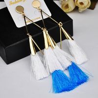 1 Pair Exaggerated Simple Style Classic Style Geometric Tassel Alloy Cotton Gold Plated Drop Earrings sku image 3