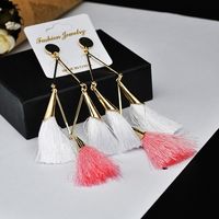 1 Pair Exaggerated Simple Style Classic Style Geometric Tassel Alloy Cotton Gold Plated Drop Earrings sku image 2