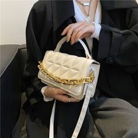 Women's Small Pu Leather Solid Color Elegant Basic Square Flip Cover Shoulder Bag Handbag Crossbody Bag sku image 1