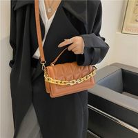 Women's Small Pu Leather Solid Color Elegant Basic Square Flip Cover Shoulder Bag Handbag Crossbody Bag main image 4
