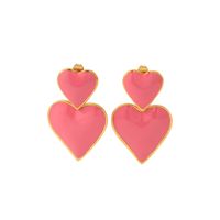 1 Pair Elegant Sweet Heart Shape Titanium Steel Drop Earrings sku image 9