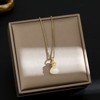 Titanium Steel Simple Style Plating Inlay Heart Shape Flower Zircon Pendant Necklace sku image 42