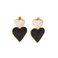 1 Pair Elegant Sweet Heart Shape Titanium Steel Drop Earrings sku image 7