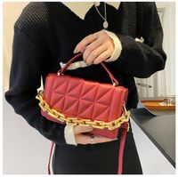 Women's Small Pu Leather Solid Color Elegant Basic Square Flip Cover Shoulder Bag Handbag Crossbody Bag sku image 2