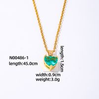 Wholesale Elegant Simple Style Heart Shape 304 Stainless Steel Copper Plating Inlay Gold Plated Zircon Pendant Necklace sku image 1