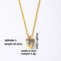 Wholesale Elegant Simple Style Heart Shape 304 Stainless Steel Copper Plating Inlay Gold Plated Zircon Pendant Necklace sku image 2