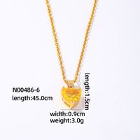 Wholesale Elegant Simple Style Heart Shape 304 Stainless Steel Copper Plating Inlay Gold Plated Zircon Pendant Necklace sku image 3