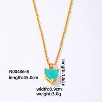 Wholesale Elegant Simple Style Heart Shape 304 Stainless Steel Copper Plating Inlay Gold Plated Zircon Pendant Necklace sku image 5