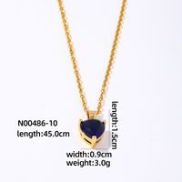 Wholesale Elegant Simple Style Heart Shape 304 Stainless Steel Copper Plating Inlay Gold Plated Zircon Pendant Necklace sku image 6