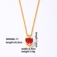 Wholesale Elegant Simple Style Heart Shape 304 Stainless Steel Copper Plating Inlay Gold Plated Zircon Pendant Necklace sku image 7