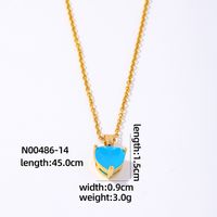 Wholesale Elegant Simple Style Heart Shape 304 Stainless Steel Copper Plating Inlay Gold Plated Zircon Pendant Necklace sku image 10