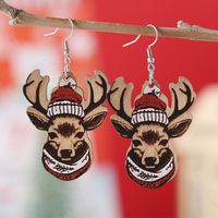 1 Pair Retro Elk Wood Drop Earrings sku image 2
