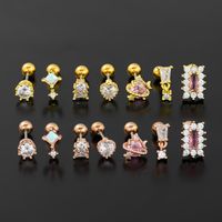 1 Piece Ig Style Vacation Simple Style Geometric Plating Inlay Brass Zircon 18k Gold Plated White Gold Plated Ear Studs main image 5