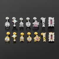 1 Piece Ig Style Vacation Simple Style Geometric Plating Inlay Brass Zircon 18k Gold Plated White Gold Plated Ear Studs main image 3
