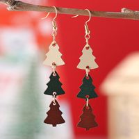 1 Pair Streetwear Christmas Tree Wood Drop Earrings main image 1