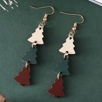 1 Pair Streetwear Christmas Tree Wood Drop Earrings main image 5