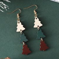 1 Pair Streetwear Christmas Tree Wood Drop Earrings main image 4