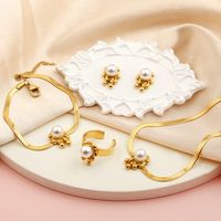 Stainless Steel IG Style Plating Inlay Irregular Round Pearl Rings Earrings Necklace main image 1