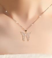 Elegant Glam Lady Butterfly Stainless Steel Plating Inlay Zircon 18k Gold Plated Pendant Necklace main image 1