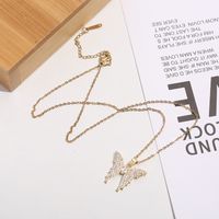 Elegant Glam Lady Butterfly Stainless Steel Plating Inlay Zircon 18k Gold Plated Pendant Necklace main image 7