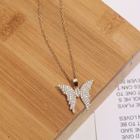 Elegant Glam Lady Butterfly Stainless Steel Plating Inlay Zircon 18k Gold Plated Pendant Necklace main image 3