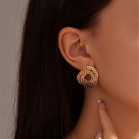 1 Pair Glam Shiny Geometric Plating Inlay Copper Rhinestones Silver Plated Ear Studs main image 4