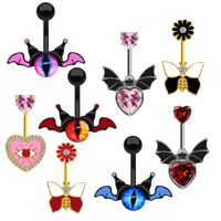 Ig Style Star Bat Bow Knot Stainless Steel Copper Plating Inlay Rhinestones Zircon White Gold Plated Gold Plated Belly Ring main image 1