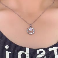 Wholesale IG Style Original Design Classic Style Heart Shape Smiley Face Bow Knot Copper Plating Inlay K Gold Plated Rhodium Plated Zircon Pendant Necklace main image 3