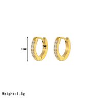 1 Pair Elegant Simple Style Solid Color Inlay Stainless Steel Zircon White Gold Plated Gold Plated Hoop Earrings main image 3