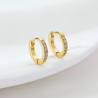 1 Pair Elegant Simple Style Solid Color Inlay Stainless Steel Zircon White Gold Plated Gold Plated Hoop Earrings main image 4
