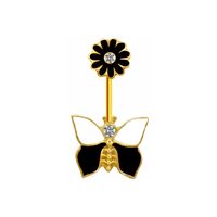Ig Style Star Bat Bow Knot Stainless Steel Copper Plating Inlay Rhinestones Zircon White Gold Plated Gold Plated Belly Ring sku image 6