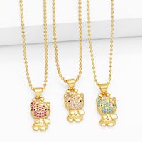 Modern Style Streetwear Little Bear Copper Plating Inlay Zircon 18k Gold Plated Pendant Necklace main image 2