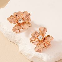 1 Pair Casual Romantic Sweet Flower Petal Floral Inlay Alloy Zircon Ear Studs sku image 1