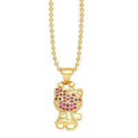 Modern Style Streetwear Little Bear Copper Plating Inlay Zircon 18k Gold Plated Pendant Necklace sku image 1