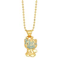 Modern Style Streetwear Little Bear Copper Plating Inlay Zircon 18k Gold Plated Pendant Necklace sku image 3