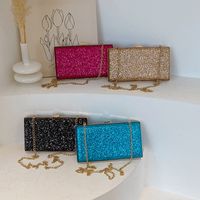 Rose Red Blue Gold Pu Leather Solid Color Square Evening Bags main image 1