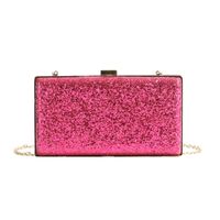 Rose Red Blue Gold Pu Leather Solid Color Square Evening Bags sku image 1