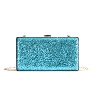 Rose Red Blue Gold Pu Leather Solid Color Square Evening Bags sku image 2