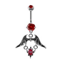 Hip-hop Rock Punk Heart Shape Wings Bat Stainless Steel Alloy Copper Plating Chain Inlay Rhinestones Zircon White Gold Plated Gold Plated Belly Ring main image 2