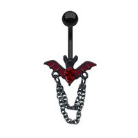 Hip-hop Rock Punk Heart Shape Wings Bat Stainless Steel Alloy Copper Plating Chain Inlay Rhinestones Zircon White Gold Plated Gold Plated Belly Ring main image 3