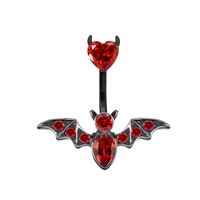 Hip-hop Rock Punk Heart Shape Wings Bat Stainless Steel Alloy Copper Plating Chain Inlay Rhinestones Zircon White Gold Plated Gold Plated Belly Ring main image 10