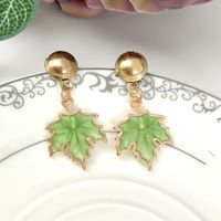 1 Pair Ig Style Cute Maple Leaf Enamel Plating Alloy Gold Plated Drop Earrings main image 6