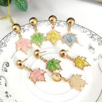 1 Pair Ig Style Cute Maple Leaf Enamel Plating Alloy Gold Plated Drop Earrings main image 1