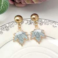 1 Pair Ig Style Cute Maple Leaf Enamel Plating Alloy Gold Plated Drop Earrings sku image 3