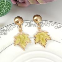 1 Pair Ig Style Cute Maple Leaf Enamel Plating Alloy Gold Plated Drop Earrings sku image 2