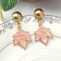 1 Pair Ig Style Cute Maple Leaf Enamel Plating Alloy Gold Plated Drop Earrings sku image 1