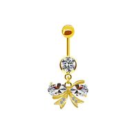 Shiny Peacock Butterfly Bow Knot Stainless Steel Copper Plating Inlay Crystal Rhinestones Zircon White Gold Plated Gold Plated Belly Ring sku image 10